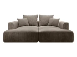 Hot Vente-unique Sofá de 3 lugares assento profundo em veludo canelado design PINETA Taupe