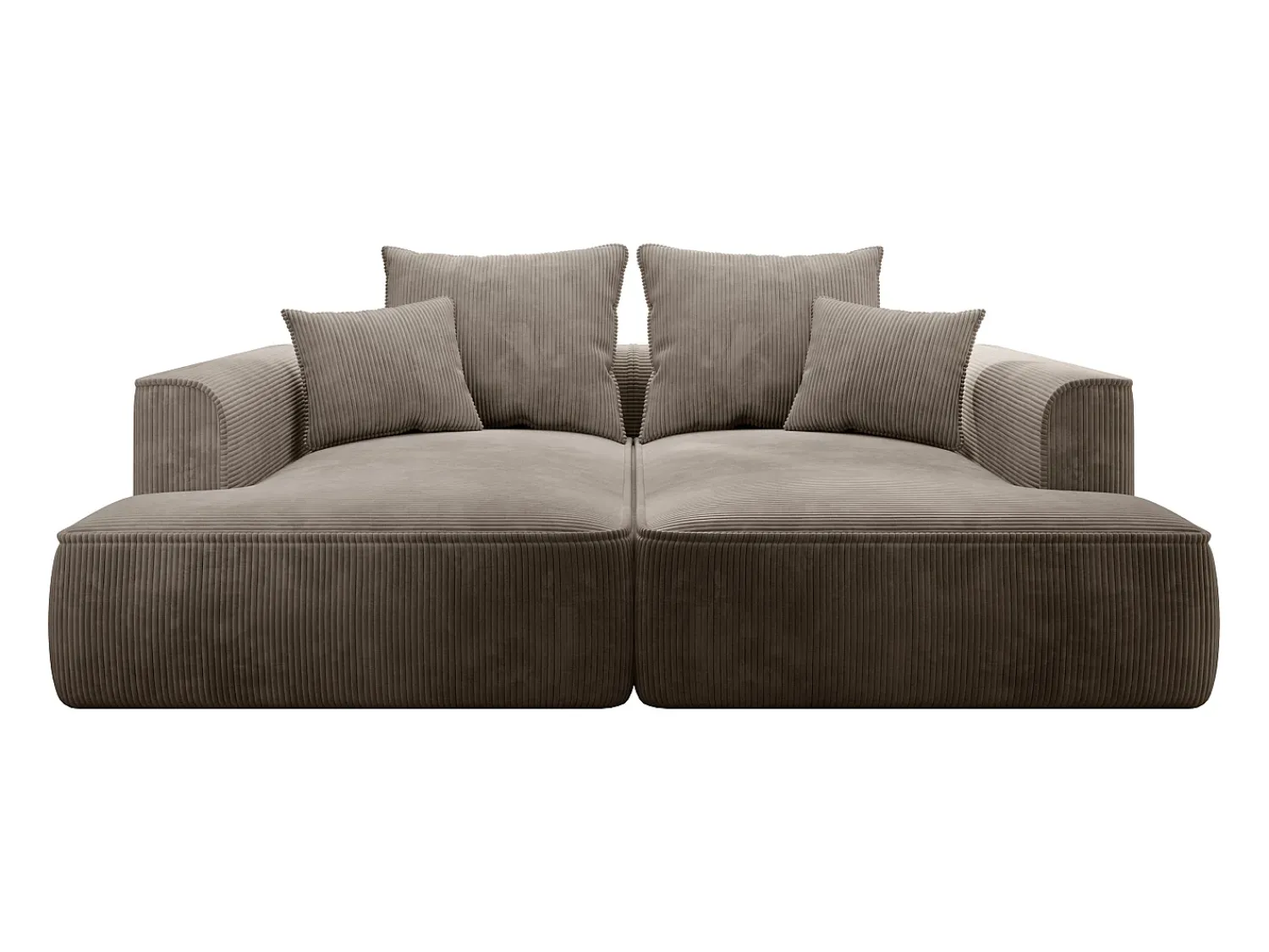 Hot Vente-unique Sofá de 3 lugares assento profundo em veludo canelado design PINETA Taupe