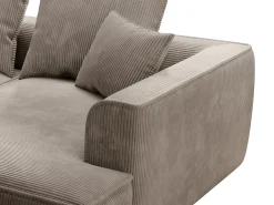 Hot Vente-unique Sofá de 3 lugares assento profundo em veludo canelado design PINETA Taupe