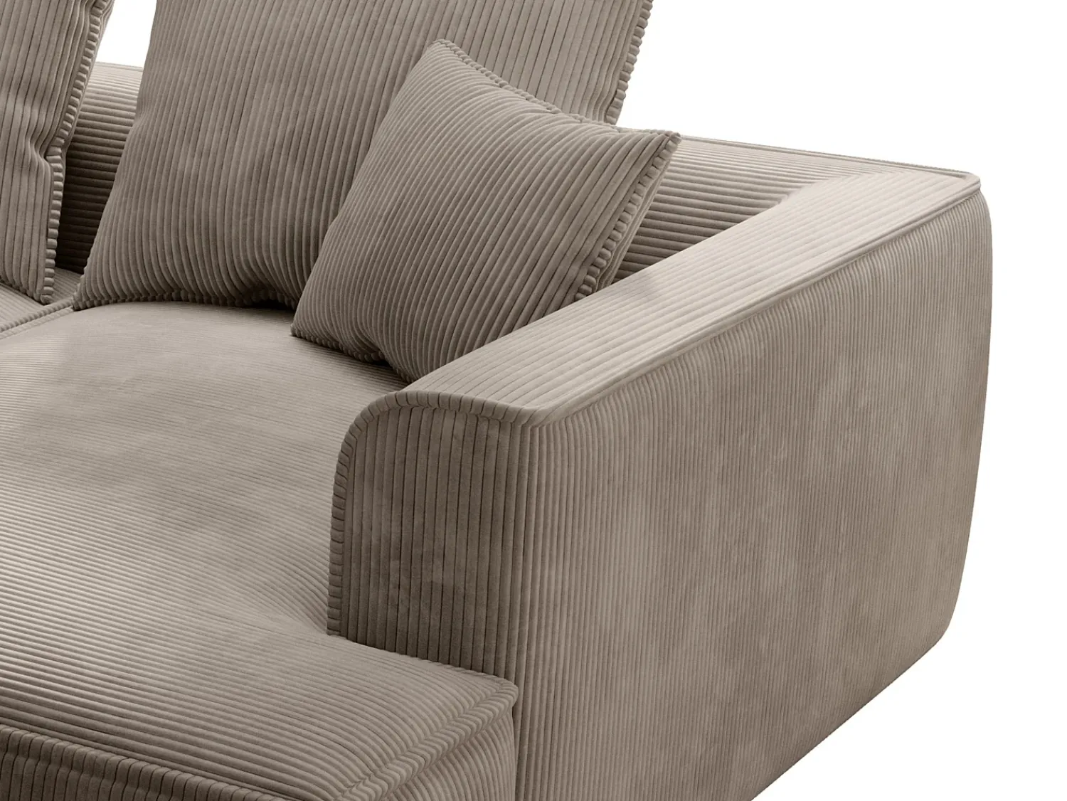Hot Vente-unique Sofá de 3 lugares assento profundo em veludo canelado design PINETA Taupe