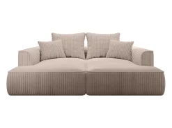 Sofá*Vente-unique Sofá de 3 lugares assento profundo em veludo canelado grosso design PINETA Taupe