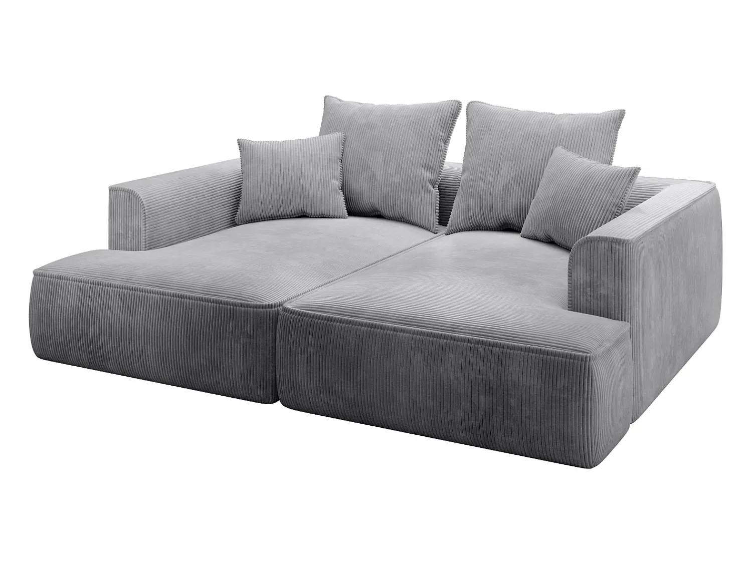 Sofá|Vente-unique Sofá de 3 lugares assento profundo em veludo canelado cinza-claro design PINETA Cinzento claro