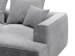Sofá|Vente-unique Sofá de 3 lugares assento profundo em veludo canelado cinza-claro design PINETA Cinzento claro