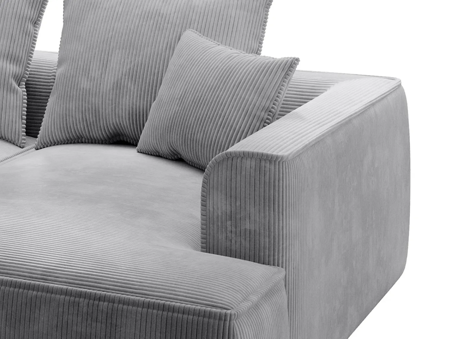 Sofá|Vente-unique Sofá de 3 lugares assento profundo em veludo canelado cinza-claro design PINETA Cinzento claro