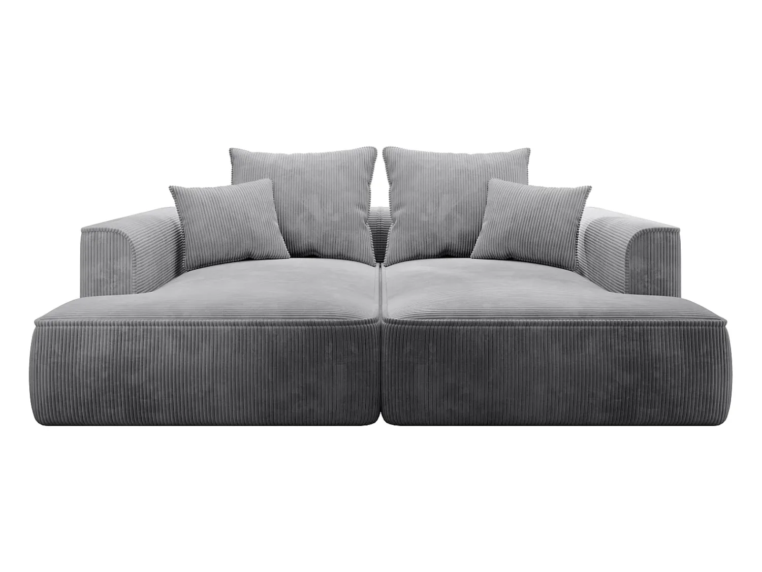 Sofá|Vente-unique Sofá de 3 lugares assento profundo em veludo canelado cinza-claro design PINETA Cinzento claro