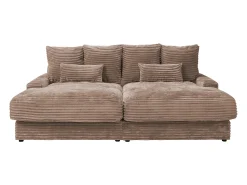Clearance Vente-unique Sofá de 3 lugares assento profundo em veludo canelado grosso CALAZO Taupe