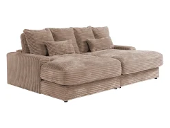 Clearance Vente-unique Sofá de 3 lugares assento profundo em veludo canelado grosso CALAZO Taupe