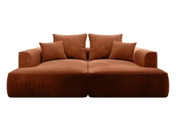 Sofá|Vente-unique Sofá de 3 lugares assento profundo em veludo canelado design PINETA Terracota