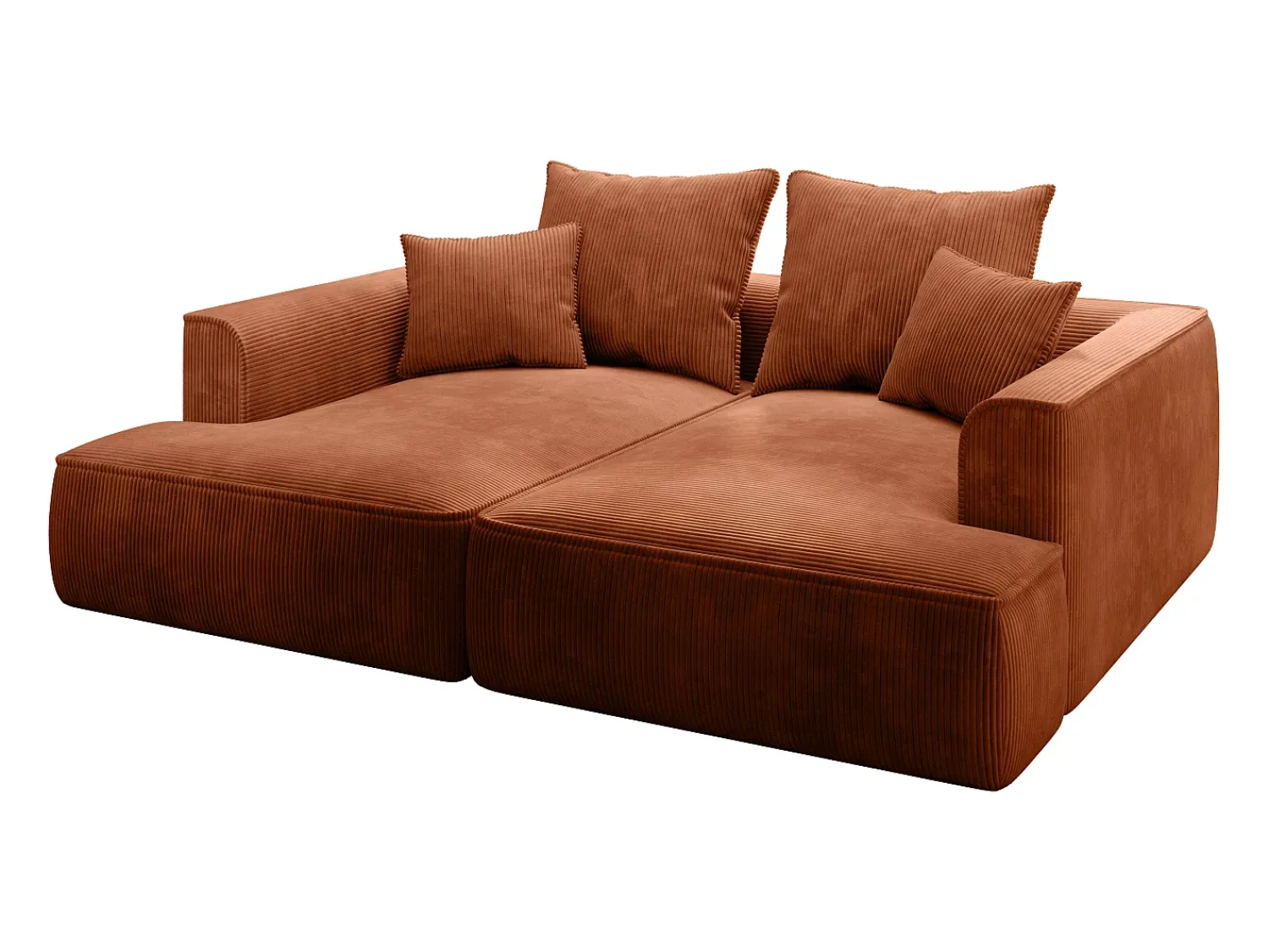 Sofá|Vente-unique Sofá de 3 lugares assento profundo em veludo canelado design PINETA Terracota