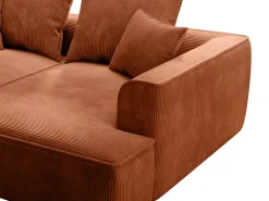 Sofá|Vente-unique Sofá de 3 lugares assento profundo em veludo canelado design PINETA Terracota