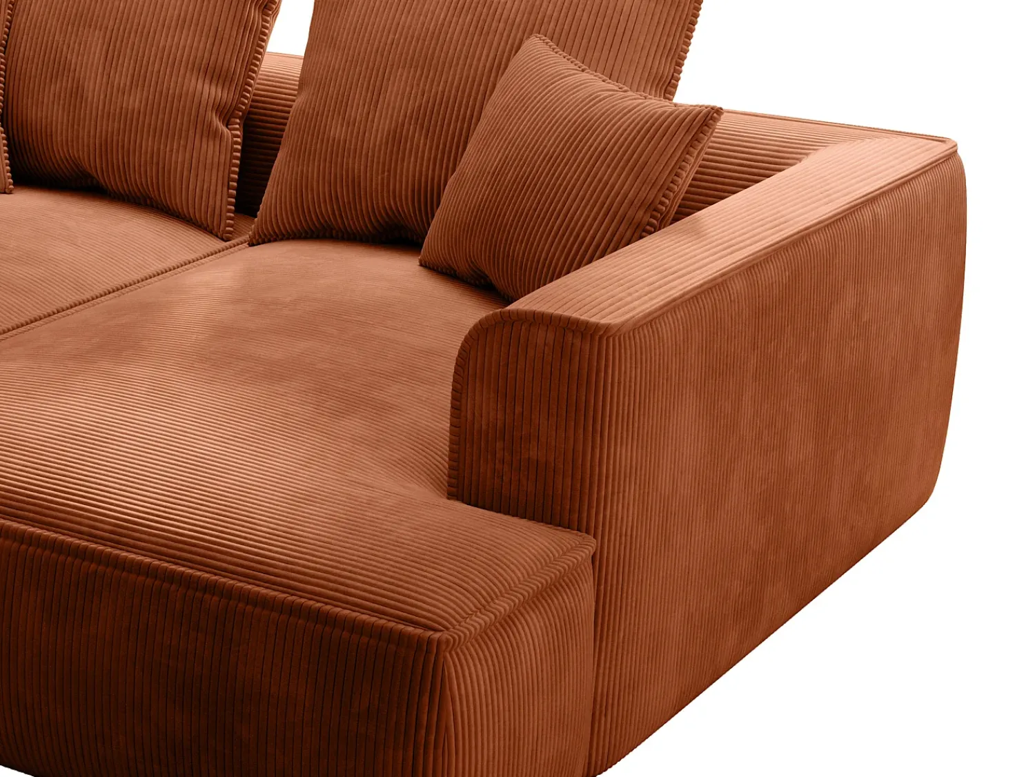 Sofá|Vente-unique Sofá de 3 lugares assento profundo em veludo canelado design PINETA Terracota