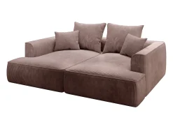 Sofá|Vente-unique Sofá de 3 lugares assento profundo em veludo canelado cor-de- design PINETA Rosa
