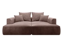 Sofá|Vente-unique Sofá de 3 lugares assento profundo em veludo canelado cor-de- design PINETA Rosa