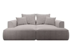Hot Vente-unique Sofá de 3 lugares assento profundo em veludo canelado grosso cinza-claro design PINETA Cinzento claro
