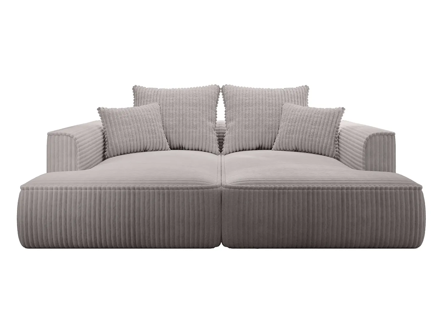 Hot Vente-unique Sofá de 3 lugares assento profundo em veludo canelado grosso cinza-claro design PINETA Cinzento claro