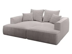Hot Vente-unique Sofá de 3 lugares assento profundo em veludo canelado grosso cinza-claro design PINETA Cinzento claro