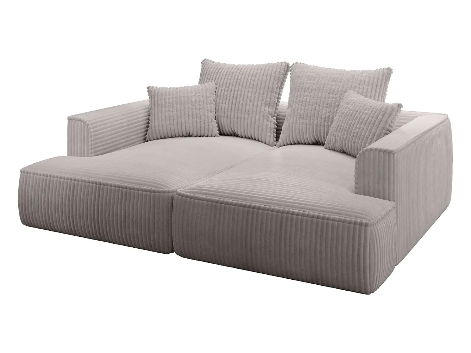 Hot Vente-unique Sofá de 3 lugares assento profundo em veludo canelado grosso cinza-claro design PINETA Cinzento claro