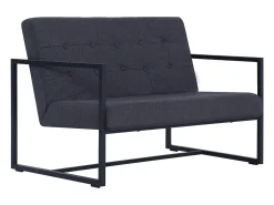 Clearance Sofá de 2 lugares c/ apoio braços aço + tecido -escuro PT662451 Cinzento