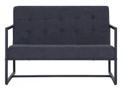 Clearance Sofá de 2 lugares c/ apoio braços aço + tecido -escuro PT662451 Cinzento