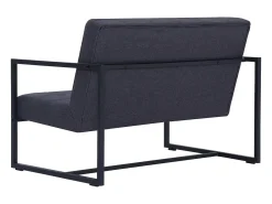 Clearance Sofá de 2 lugares c/ apoio braços aço + tecido -escuro PT662451 Cinzento
