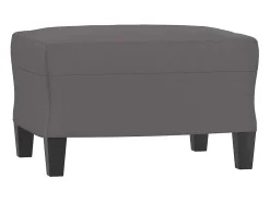 Sofá de 3 lugares c/ apoio de pés 180 cm couro artificial cinza PT934353^ Sofá