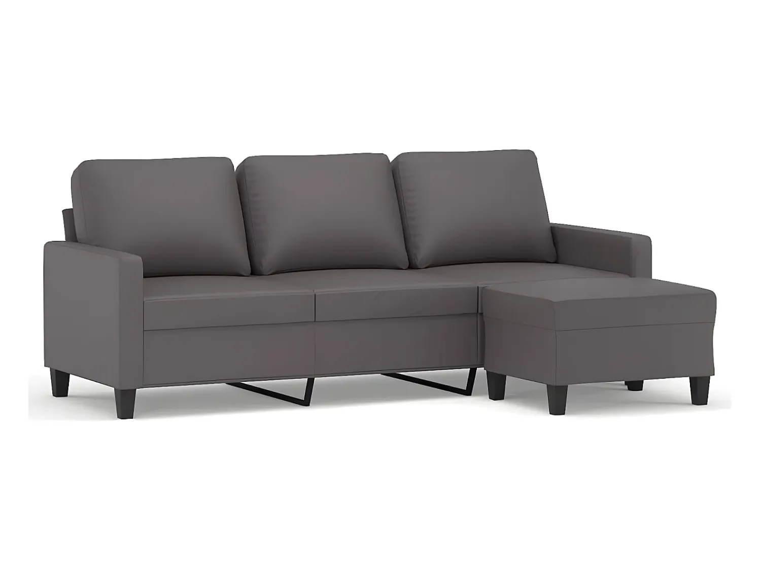 Online Sofá de 3 lugares c/ apoio de pés 180 cm couro artificial cinza PT938525 Cinzento