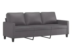Online Sofá de 3 lugares c/ apoio de pés 180 cm couro artificial cinza PT938525 Cinzento