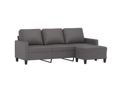 Online Sofá de 3 lugares c/ apoio de pés 180 cm couro artificial cinza PT938525 Cinzento