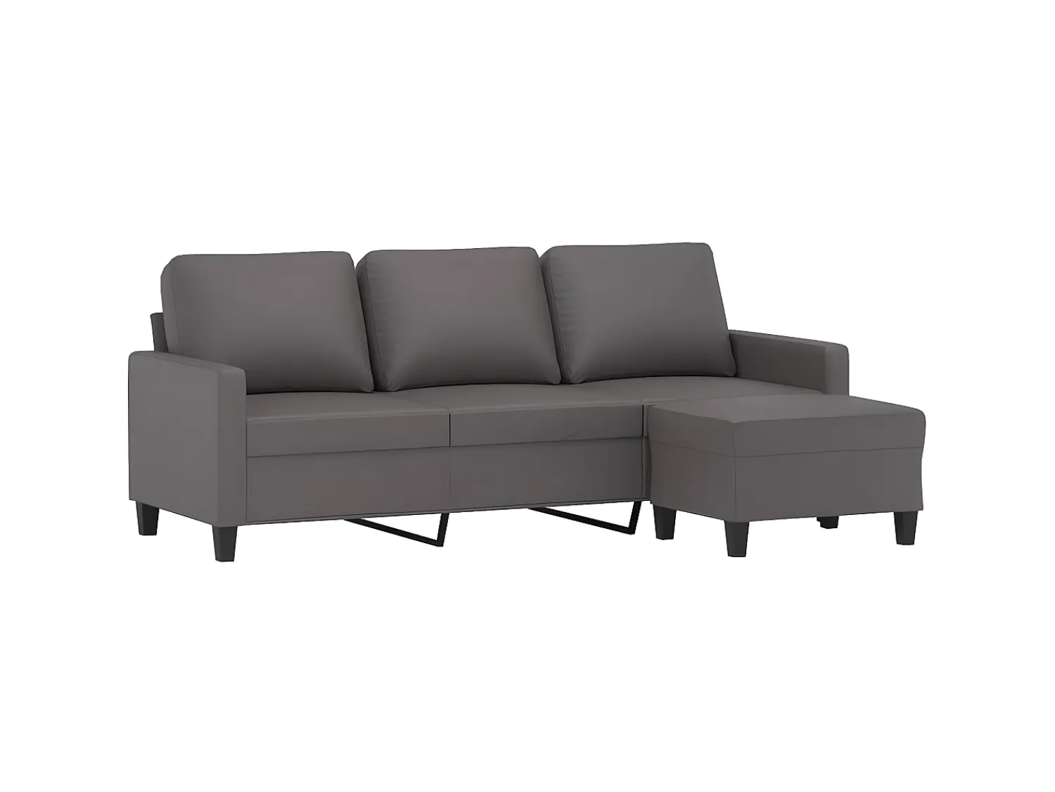 Online Sofá de 3 lugares c/ apoio de pés 180 cm couro artificial cinza PT938525 Cinzento