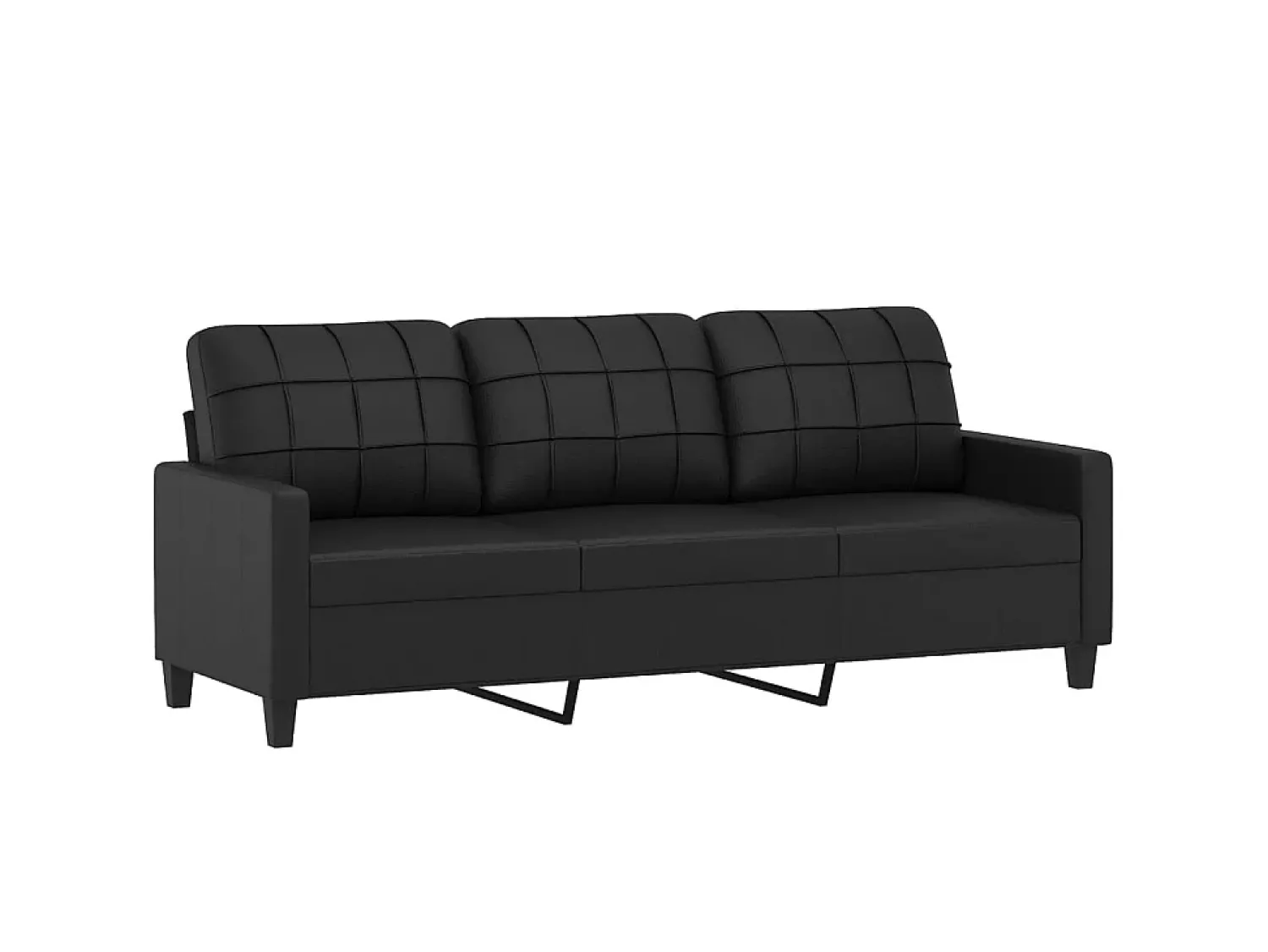 Sofá| Sofá de 3 lugares c/ apoio de pés 180 cm couro artificial PT122607 Preto