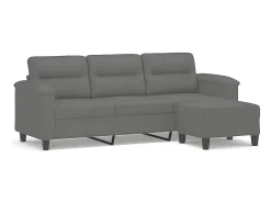 Sale vidaxl Sofá de 3 lugares c/ apoio de pés 180cm microfibra cinza-escuro Cinzento