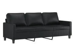 Sofá* Sofá de 3 lugares c/ apoio de pés 180 cm couro artificial PT784116 Preto