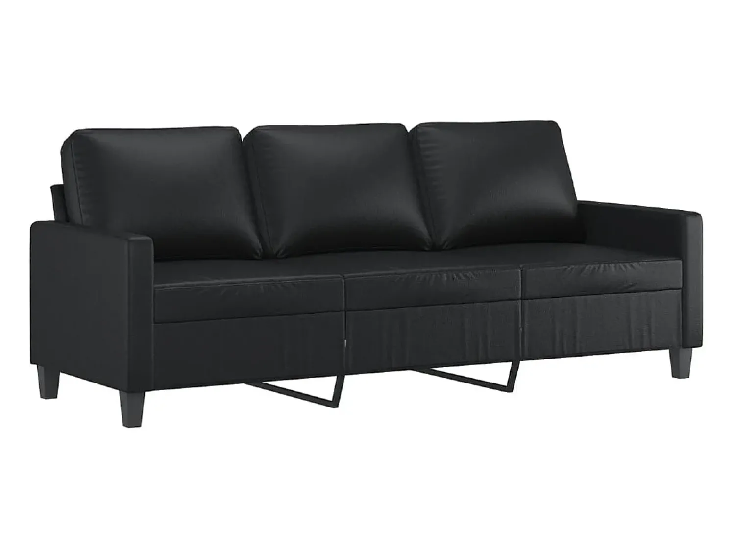 Sofá* Sofá de 3 lugares c/ apoio de pés 180 cm couro artificial PT784116 Preto