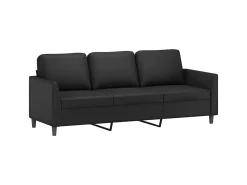 Best Sofá de 3 lugares c/ apoio de pés 180 cm couro artificial PT653610 Preto