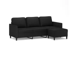 Best Sofá de 3 lugares c/ apoio de pés 180 cm couro artificial PT653610 Preto