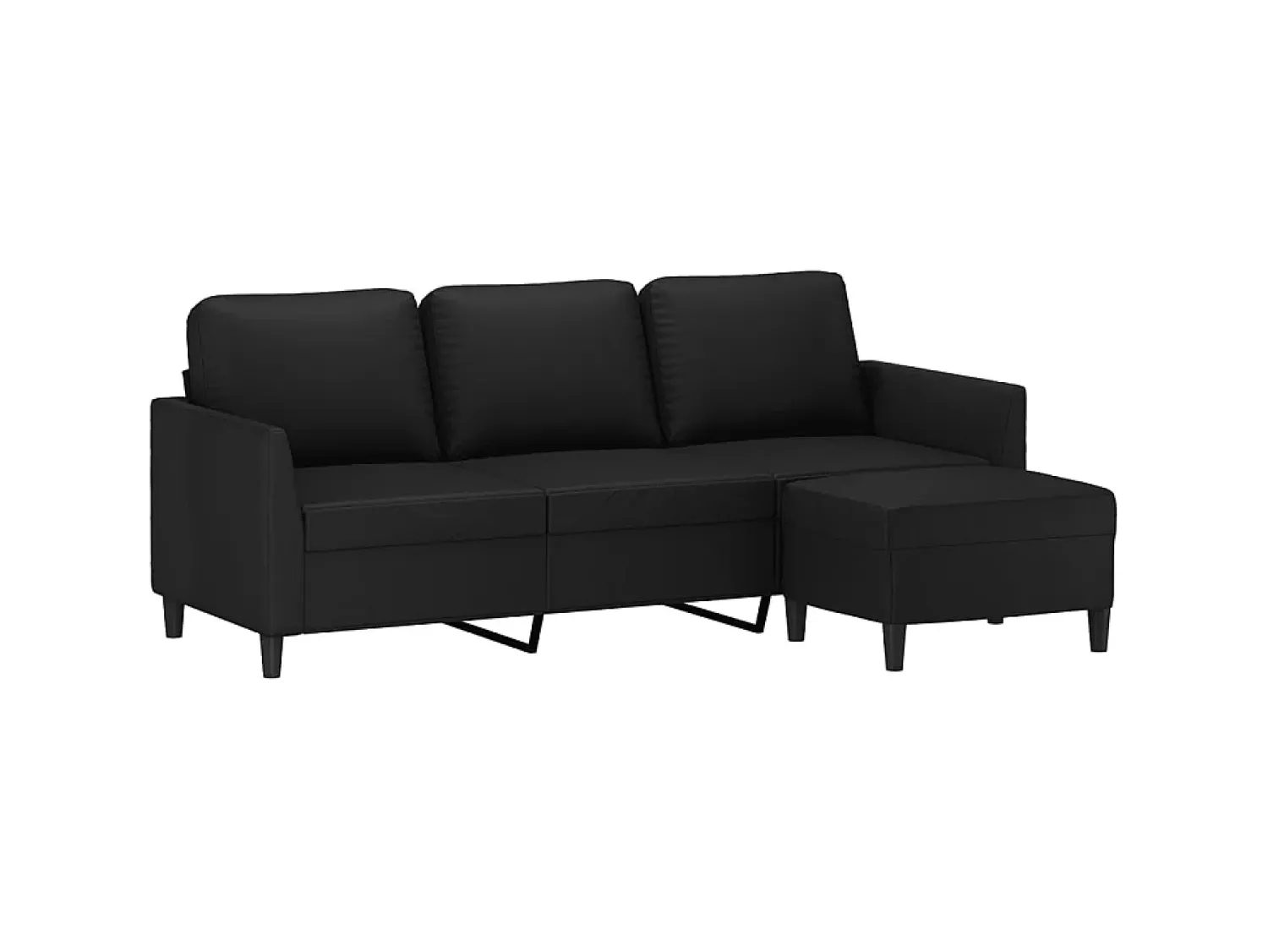 Best Sofá de 3 lugares c/ apoio de pés 180 cm couro artificial PT653610 Preto