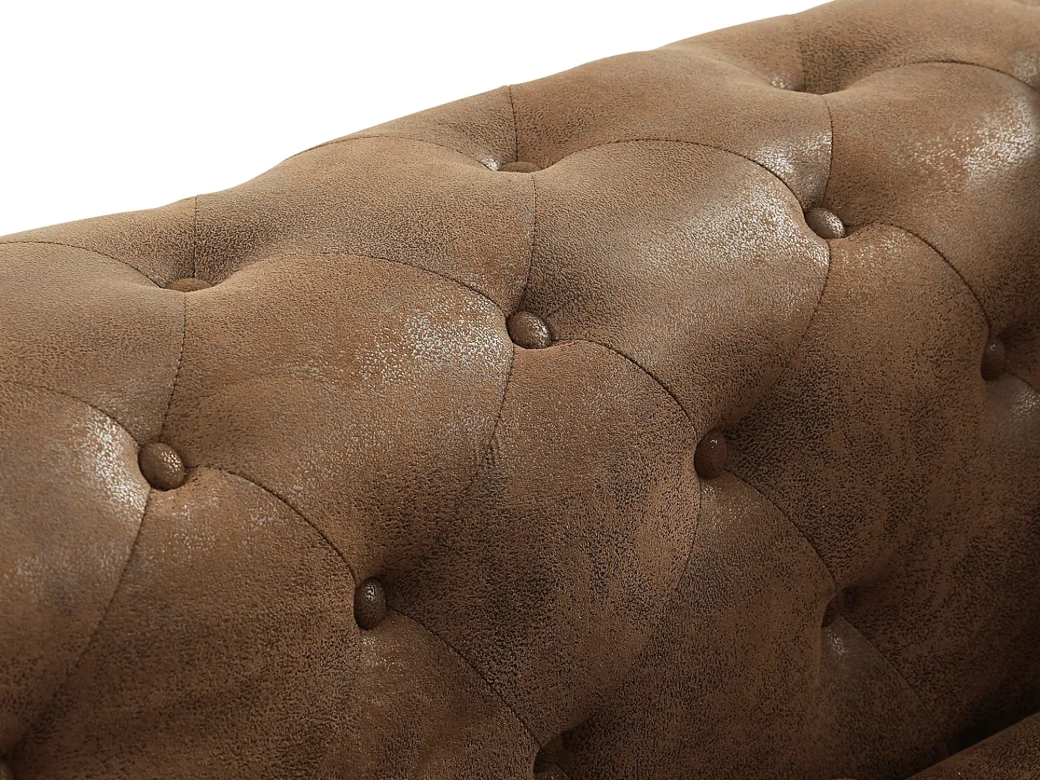 Best Vente-unique Sofá de 3 lugares Chesterfield em microfibra com aspecto de couro envelhecido EDWINA Castanho