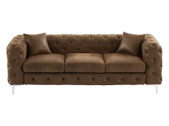 Best Vente-unique Sofá de 3 lugares Chesterfield em microfibra com aspecto de couro envelhecido EDWINA Castanho