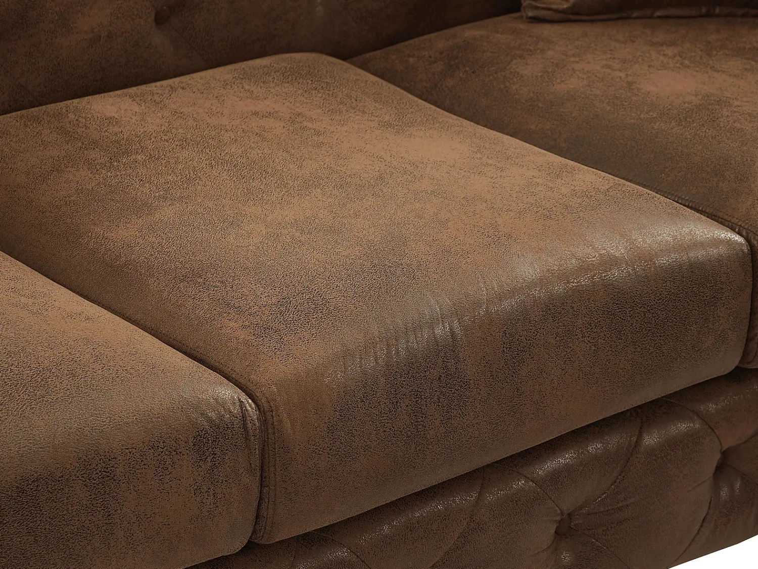 Best Vente-unique Sofá de 3 lugares Chesterfield em microfibra com aspecto de couro envelhecido EDWINA Castanho