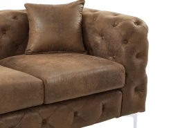 Best Vente-unique Sofá de 3 lugares Chesterfield em microfibra com aspecto de couro envelhecido EDWINA Castanho