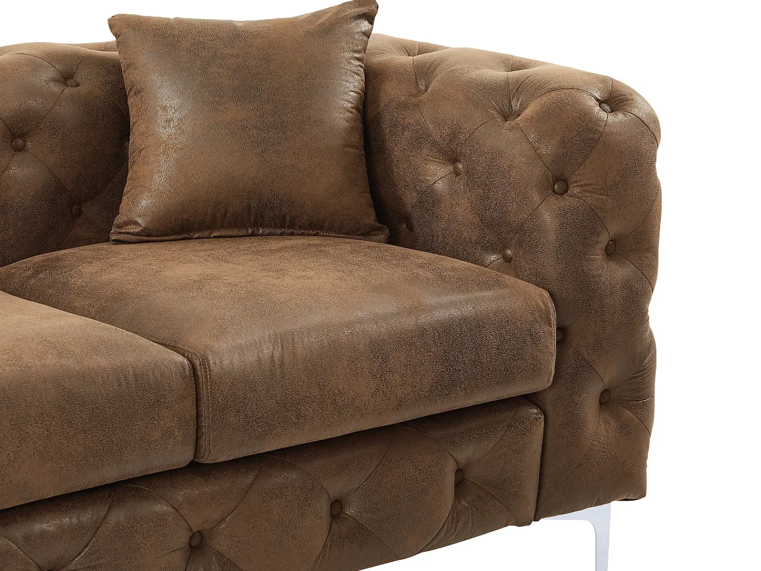Best Vente-unique Sofá de 3 lugares Chesterfield em microfibra com aspecto de couro envelhecido EDWINA Castanho