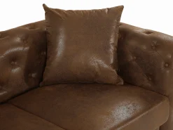 Sofá*Vente-unique Sofá de 2 lugares chesterfield microfibra aspeto couro envelhecido EDWINA Castanho
