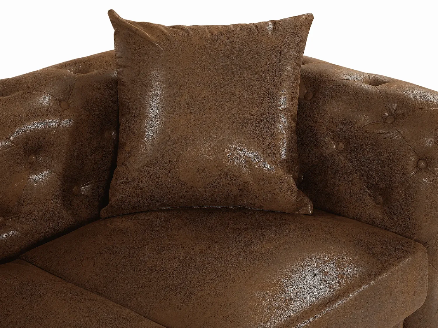 Sofá*Vente-unique Sofá de 2 lugares chesterfield microfibra aspeto couro envelhecido EDWINA Castanho