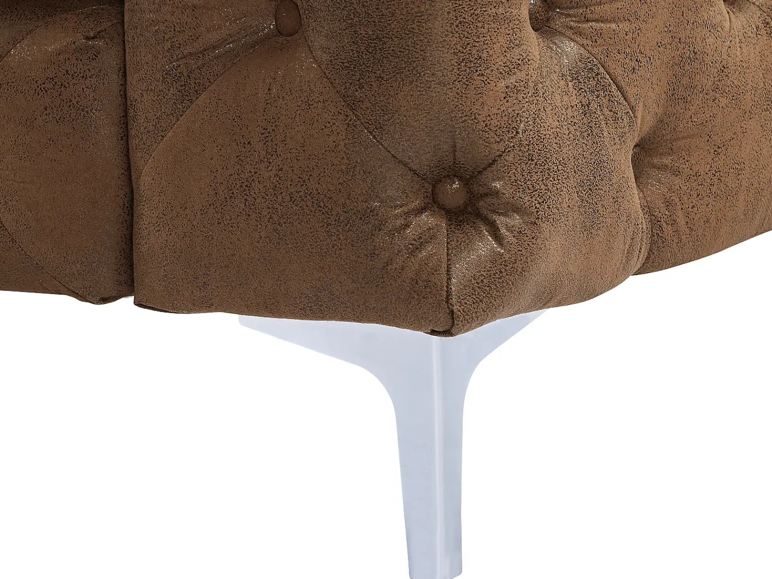 Sofá*Vente-unique Sofá de 2 lugares chesterfield microfibra aspeto couro envelhecido EDWINA Castanho