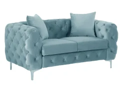 New Vente-unique Sofá de 2 lugares chesterfield em veludo azul pastel e pés em metal EDWINA Azul claro
