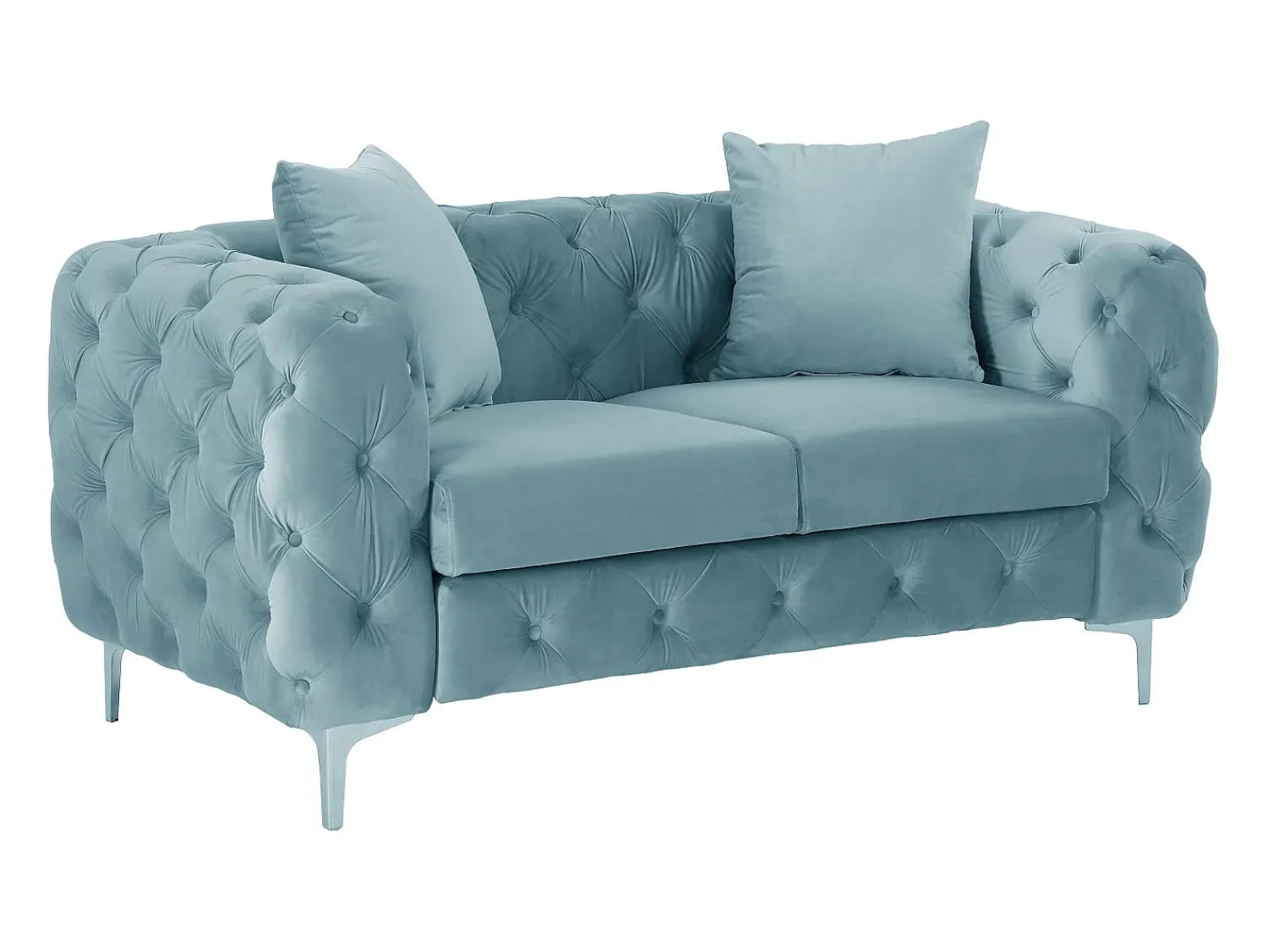 New Vente-unique Sofá de 2 lugares chesterfield em veludo azul pastel e pés em metal EDWINA Azul claro