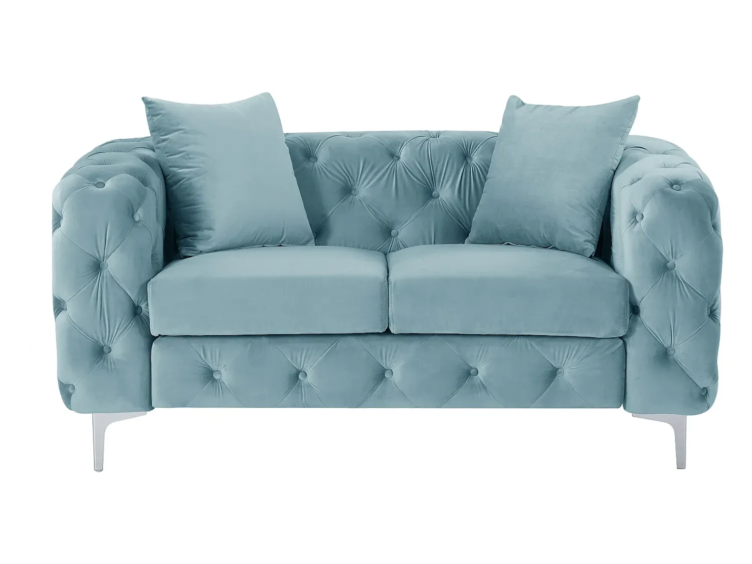 New Vente-unique Sofá de 2 lugares chesterfield em veludo azul pastel e pés em metal EDWINA Azul claro