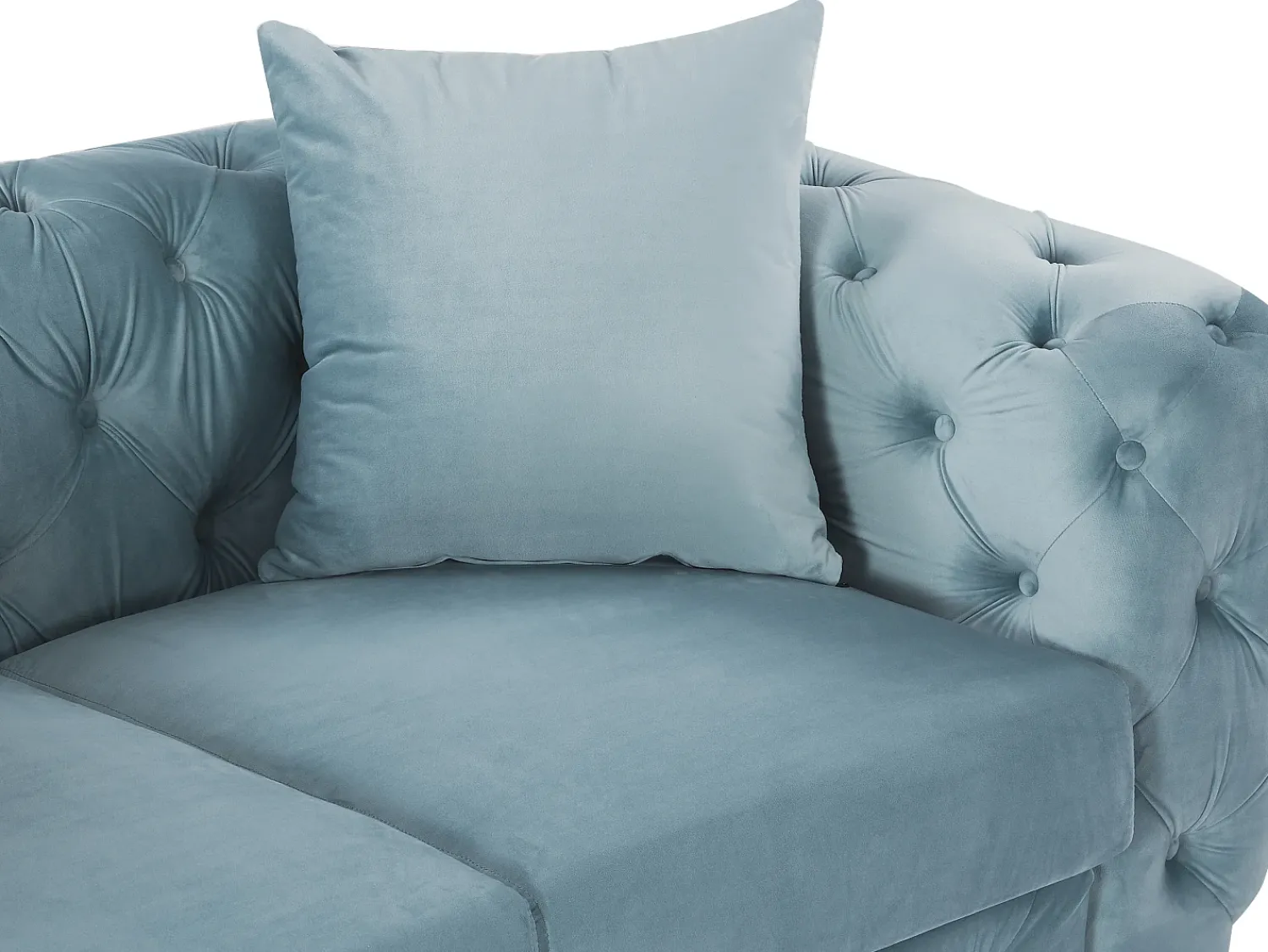 Sofá|Vente-unique Sofá de 3 lugares chesterfield em veludo azul pastel e pés em metal EDWINA Azul claro