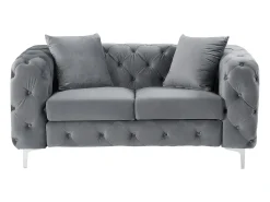 Sofá*Vente-unique Sofá de 2 lugares chesterfield em veludo antracite e pés em metal EDWINA Cinza antracite