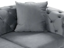 Sofá*Vente-unique Sofá de 2 lugares chesterfield em veludo antracite e pés em metal EDWINA Cinza antracite
